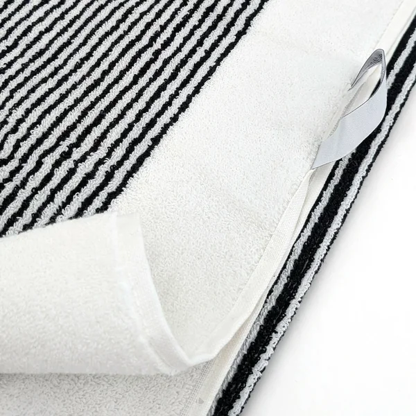 Drap de bain 100x150 cm pur coton collection HORIZON rayures noir