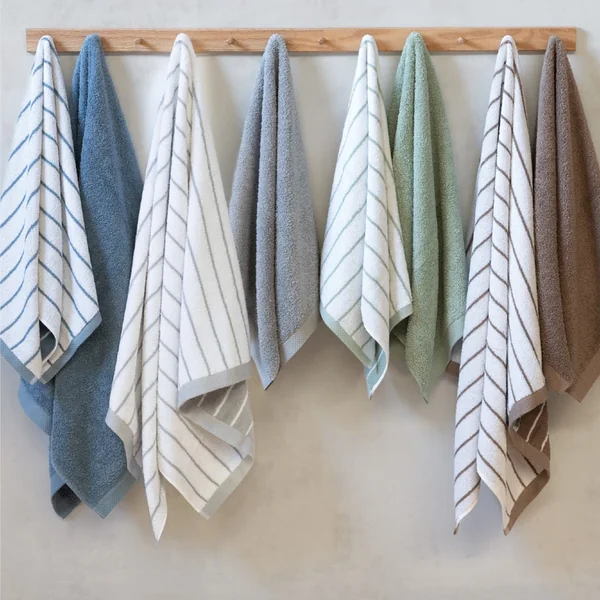 Drap de douche 100% coton 70x140cm PURE LIGHT à rayures gris