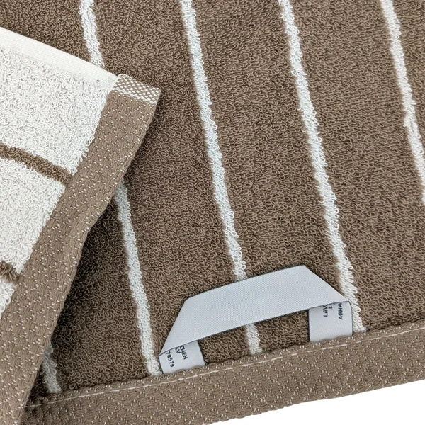 Drap de douche 100% coton 70x140cm PURE LIGHT à rayures marron