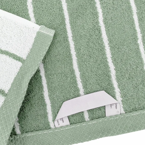 Drap de douche 100% coton 70x140cm PURE LIGHT à rayures vert