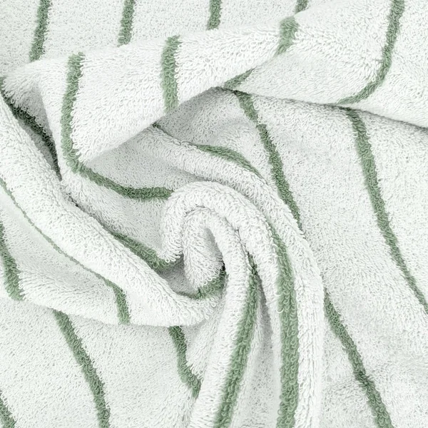 Drap de douche 100% coton 70x140cm PURE LIGHT à rayures vert