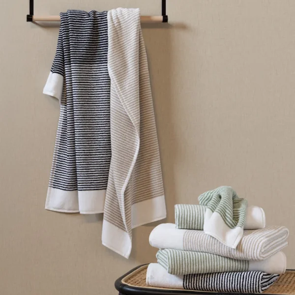 Drap de douche 70x140 cm pur coton collection HORIZON rayures noir