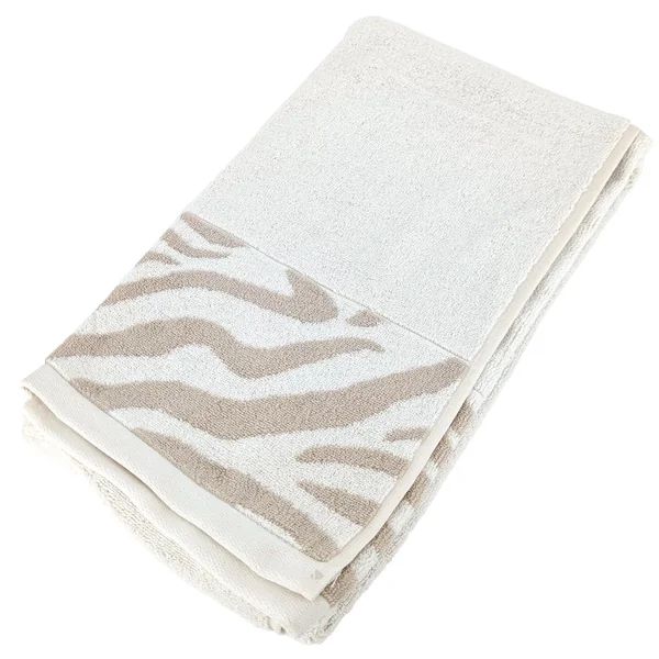 Drap de douche 70x140 cm ZEBRA SOFT coton uni bord zèbre beige