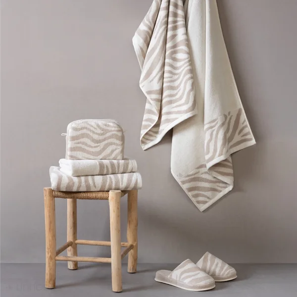 Drap de douche 70x140 cm ZEBRA SOFT pur coton motif zèbre beige