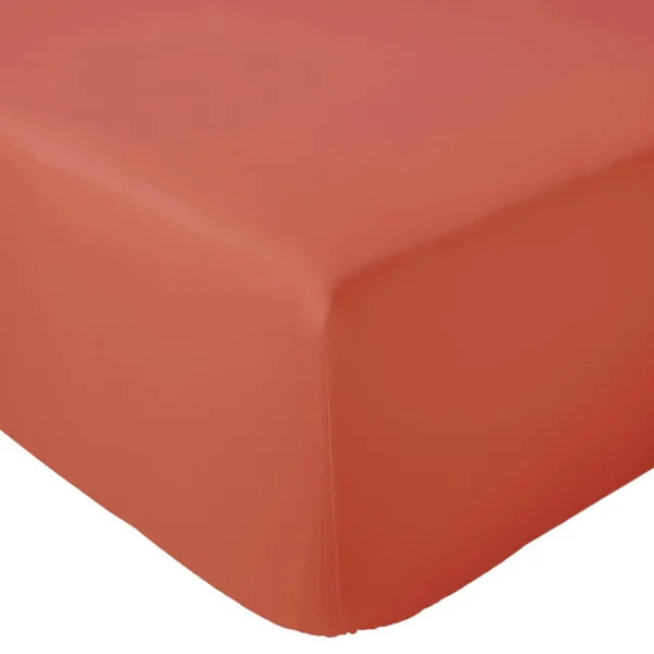 Drap housse 140x190 cm bonnet 30 cm percale de coton PASSION PERCALE rouge Acajou