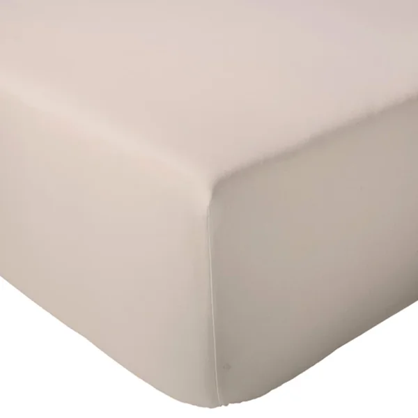 Drap housse 140x190 cm bonnet 40 cm percale de coton PASSION PERCALE beige Lin
