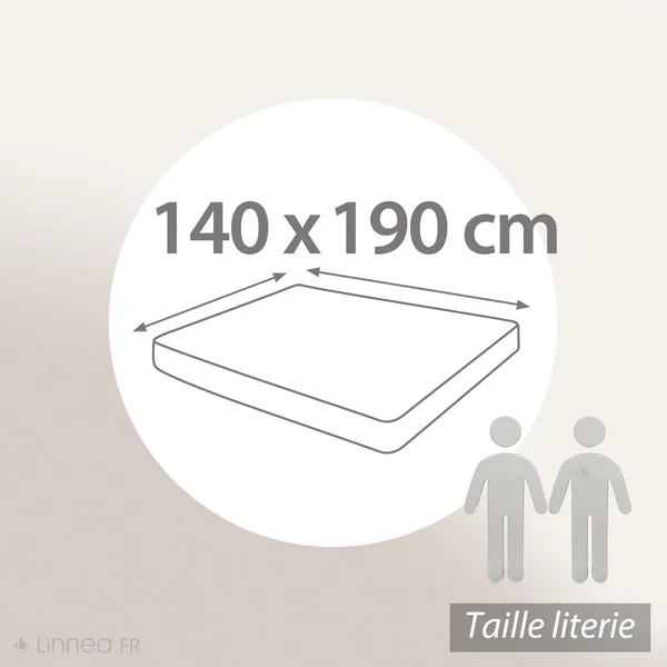 Drap housse 140x190 cm bonnet 40 cm percale de coton PASSION PERCALE beige Lin
