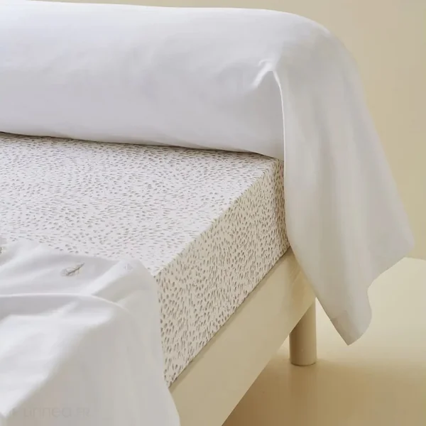 Drap housse 140x190 cm en satin de coton bonnet 30 cm NINA blanc