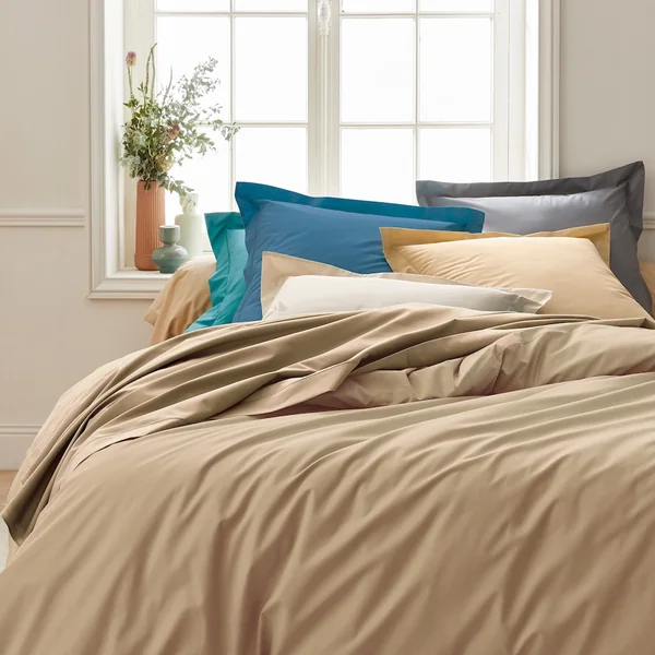 Drap housse 180x200 cm bonnet 30 cm percale de coton PASSION PERCALE marron Moka