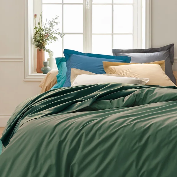 Drap housse 180x200 cm bonnet 30 cm percale de coton PASSION PERCALE vert Kaki