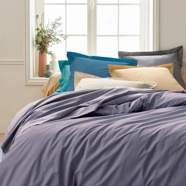 Drap housse 200x200 cm bonnet 30 cm percale de coton PASSION PERCALE bleu Baltique