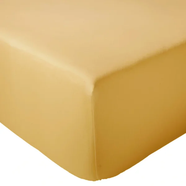 Drap housse 200x200 cm bonnet 40 cm percale de coton PASSION PERCALE Jaune Ambre