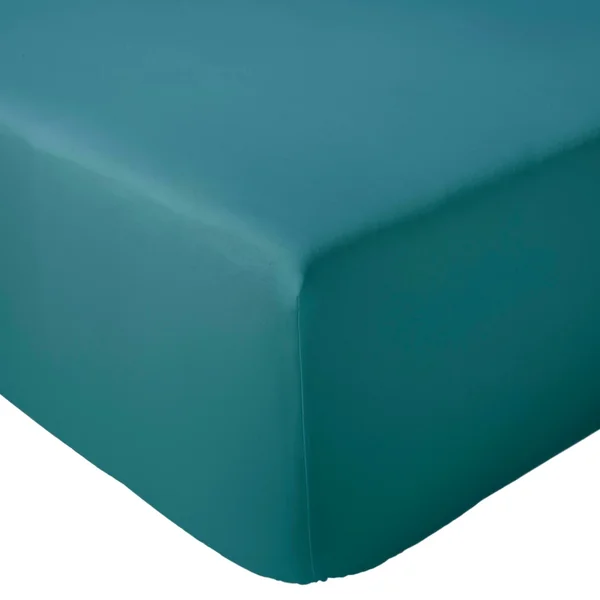 Drap housse 80x200 cm bonnet 30 cm percale de coton PASSION PERCALE vert Emeraude