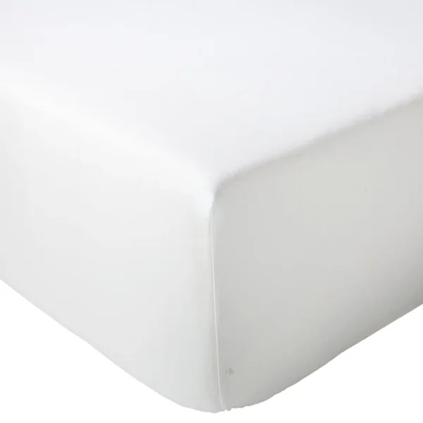 Drap housse 90x190 cm bonnet 40 cm percale de coton PASSION PERCALE Blanc