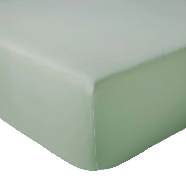 Drap housse 90x190 cm bonnet 40 cm percale de coton PASSION PERCALE vert Sauge