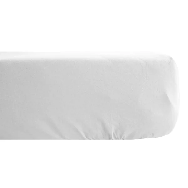 Drap housse CONCERTO satin de coton 180x200 cm bonnet 35 cm uni blanc Neige