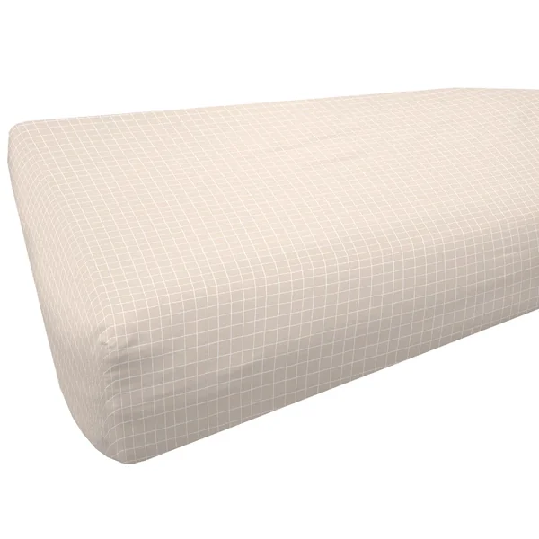 Drap housse sherpa 90x190 cm en microfibre FOREST à carreaux beige