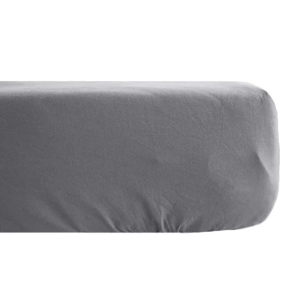 Drap housse uni 140x200 cm bonnet 35 cm percale de coton MANOIR gris Ardoise