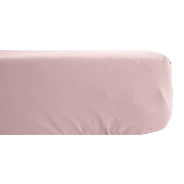 Drap housse uni 200x200 cm bonnet 40 cm percale de coton MANOIR Rose