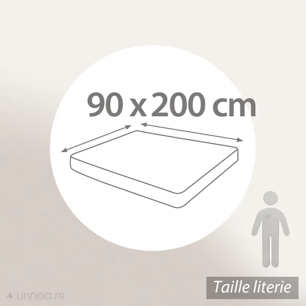 Drap housse uni 90x200 cm bonnet 35 cm percale de coton MANOIR bleu Lagon