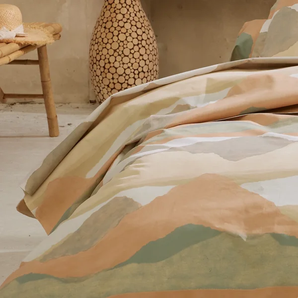 Drap plat 240x310 cm percale de coton LAND CRAIE multicolore