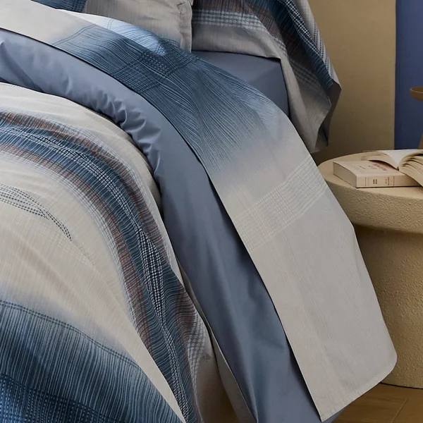 Drap plat 280x325 cm en 100% percale de coton ESTEBAN bleu