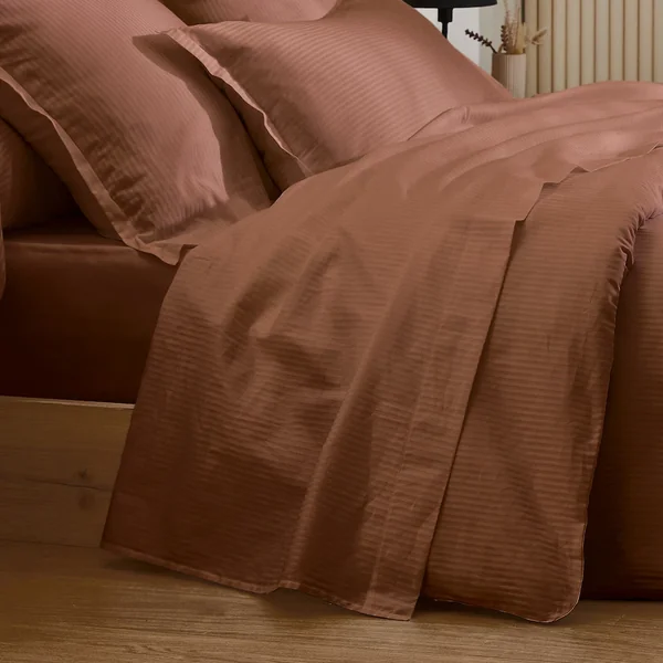 Drap plat 280x325 cm en 100% satin de coton GRAND HÔTEL marron