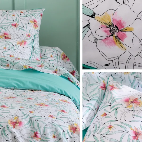 Drap plat 280x325 cm percale de coton ROXANE multicolore