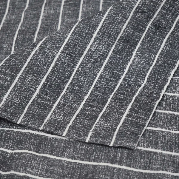 Drap plat mousseline de coton 270x300 cm LANA à rayures noir caviar