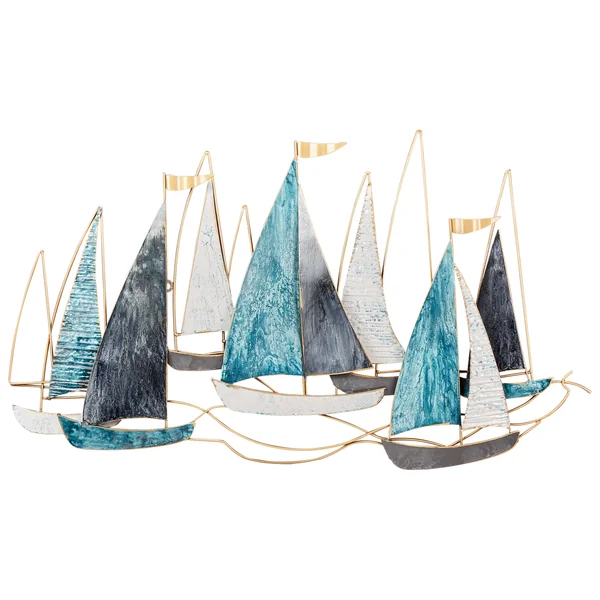 Décoration murale Bateau BOHRIUM Métal 50 cm Bleu