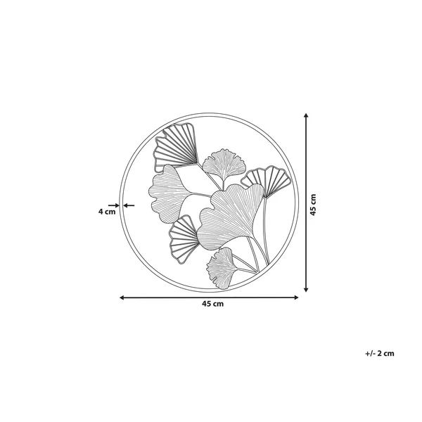 Décoration murale Fleur BISMUTH Métal 45 cm Doré