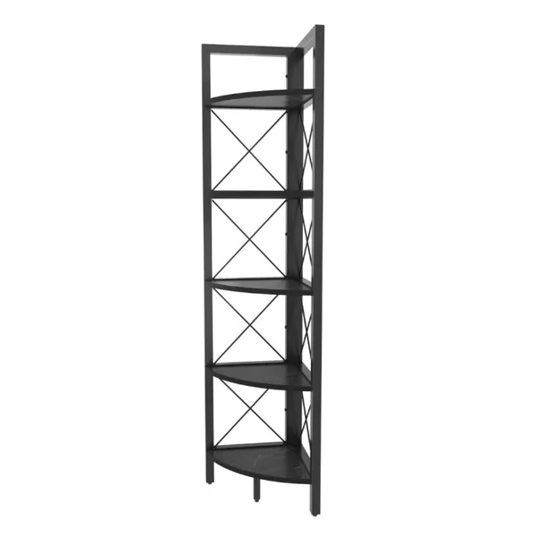 Etagère d'angle 5 tablettes noir H160 cm - Remo