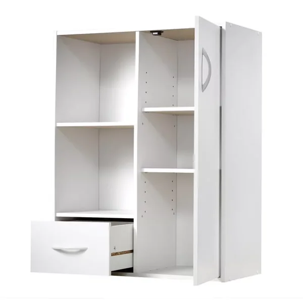 Etagère de rangement 2 casiers avec 1 tiroir et 1 placard - L61,5 cm