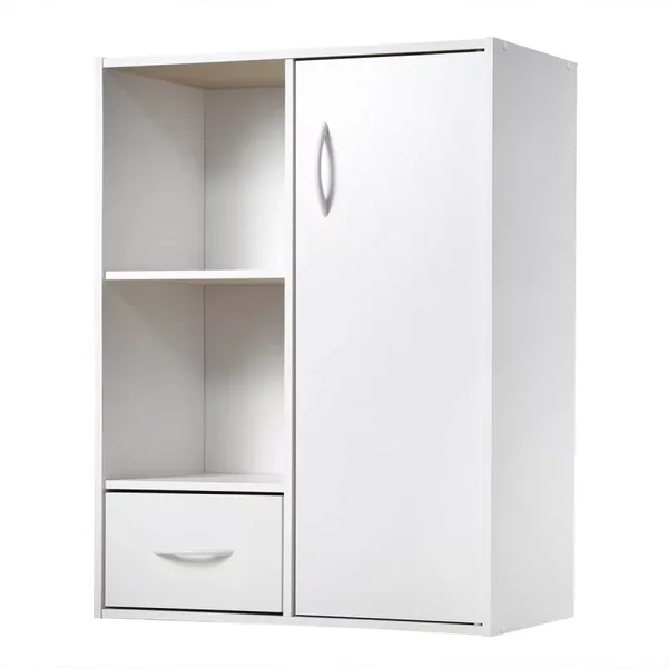 Etagère de rangement 2 casiers avec 1 tiroir et 1 placard - L61,5 cm