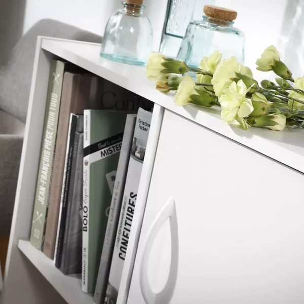 Etagère de rangement 2 casiers avec 1 tiroir et 1 placard - L61,5 cm