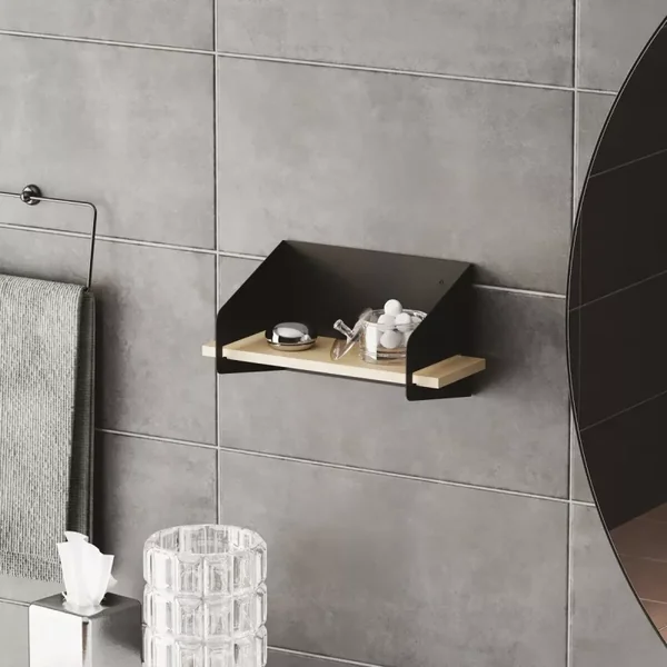 Etagère murale avec tablette en pin massif et Métal L40 cm - WREN
