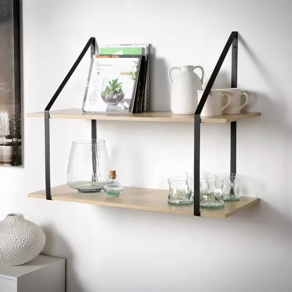 Etagère murale grande profondeur à 2 niveaux - L80 x P30cm