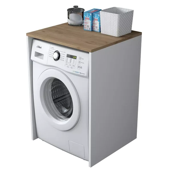 Etagère pour machine à laver décor blanc et noyer H91,8 cm - JUNE