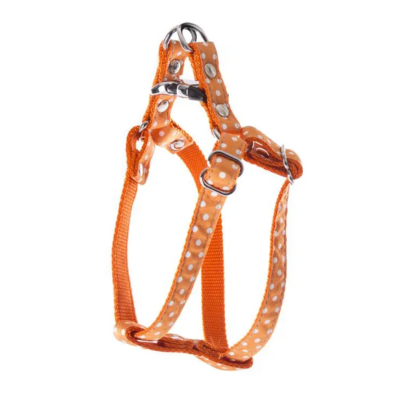 Harnais baudrier Pois pour chien coloris orange - XS