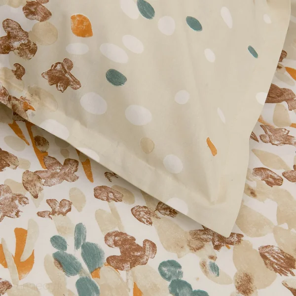 Housse de couette 140x200 cm en 100% coton ÉVASION pêche écru