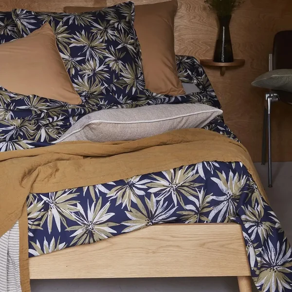 Housse de couette 140x200 cm percale de coton EVERLY bleu encre