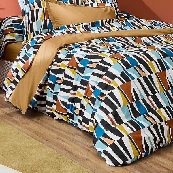 Housse de couette 140x200 cm pur coton PIETRO multicolore