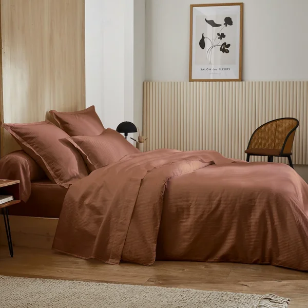 Housse de couette 140x200 cm satin de coton GRAND HÔTEL marron