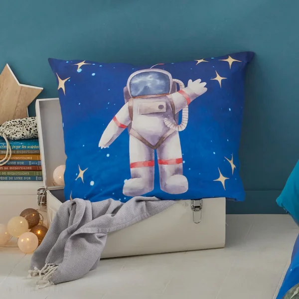 Housse de couette 200x200 cm en percale de coton THOMAS bleu