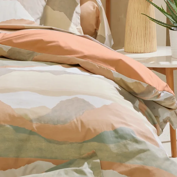 Housse de couette 200x200 cm percale de coton LAND CRAIE multicolore