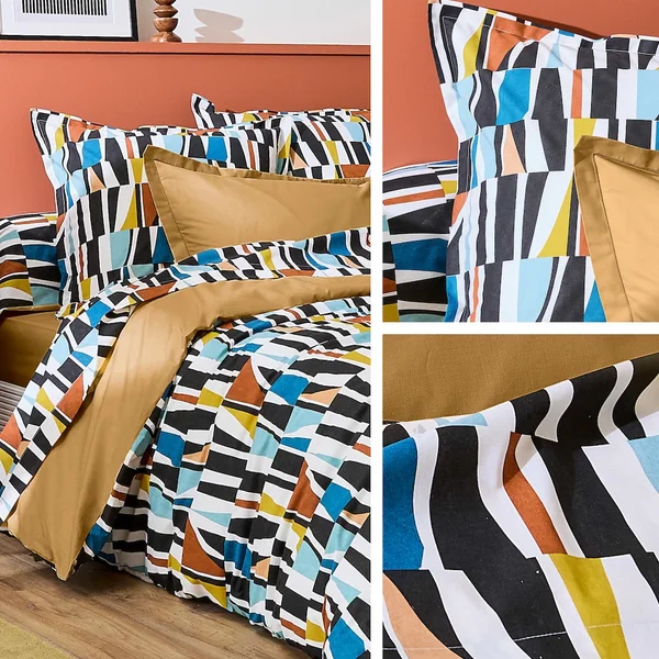 Housse de couette 200x200 cm pur coton PIETRO multicolore
