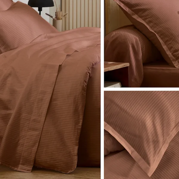 Housse de couette 240x220 cm satin de coton GRAND HÔTEL marron