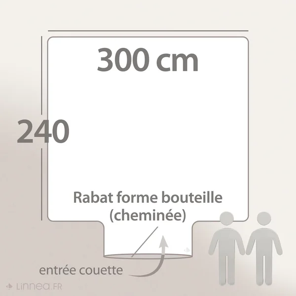 Housse de couette 300x240 cm en 100% percale MODULO blanc acajou