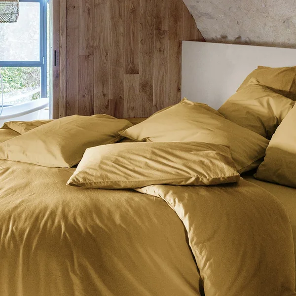 Housse de couette PALACE pur coton lavé 240x220 cm uni marron houblon