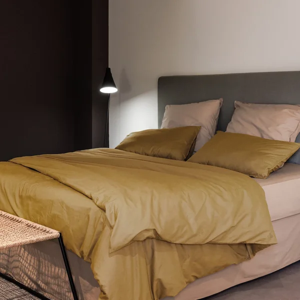 Housse de couette PALACE pur coton lavé 240x220 cm uni marron houblon